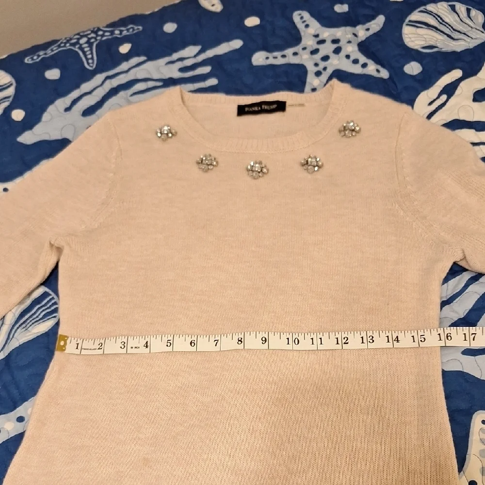 Ivanka Trump Light Rose Sweater with Embellishments